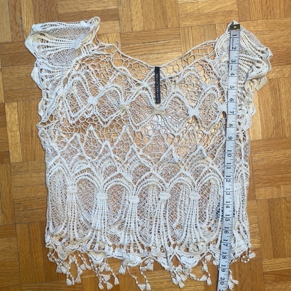 Boho Beach Chic NELLA Fantasia White Crochet Lace Fringe Top Festival Summer - Picture 8 of 8